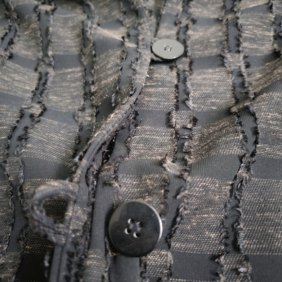 De Taille Black Brown Tunic Size XL Woven Block Textured
Linen Tweed Fringe - Picture 8 of 12